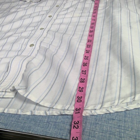 Wrangler Western Pearl Snap Shirt Long Sleeve White Striped Men's 2XL - Picture 7 of 8